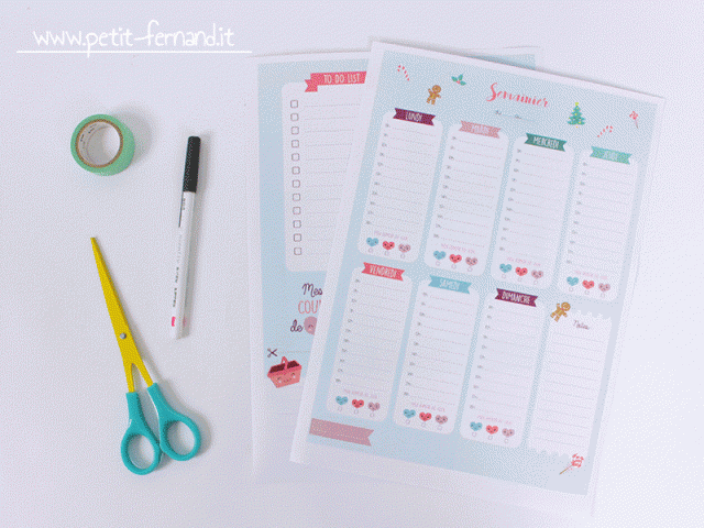 calendario settimanale DIY
