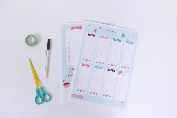 calendario settimanale DIY