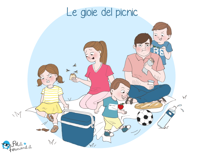 vignetta umoristica picnic in famiglia