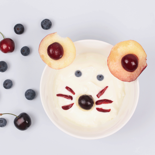 Funfood per bambini: yogurt con il muso di topolino