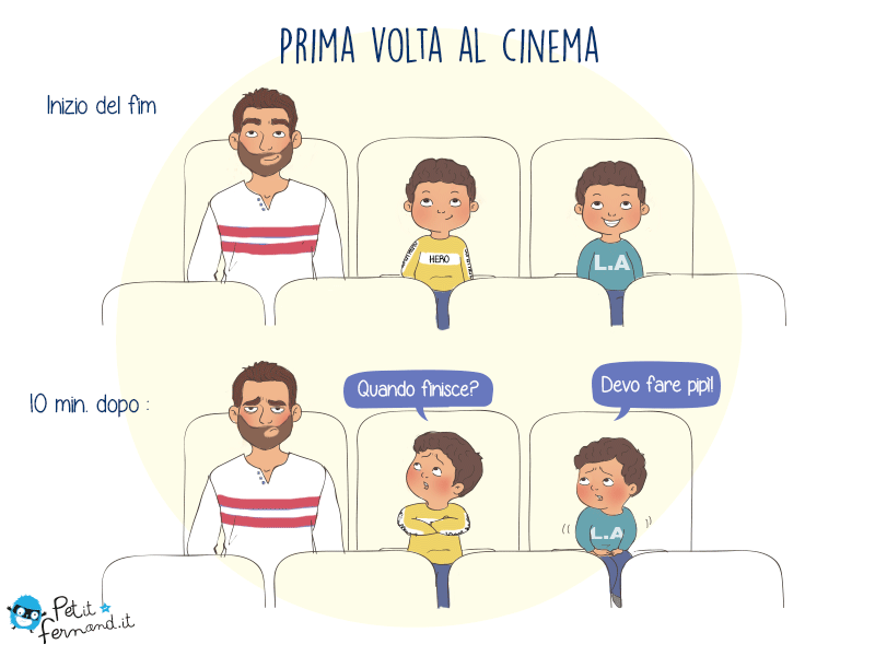 vignetta divertente bambini al cinema