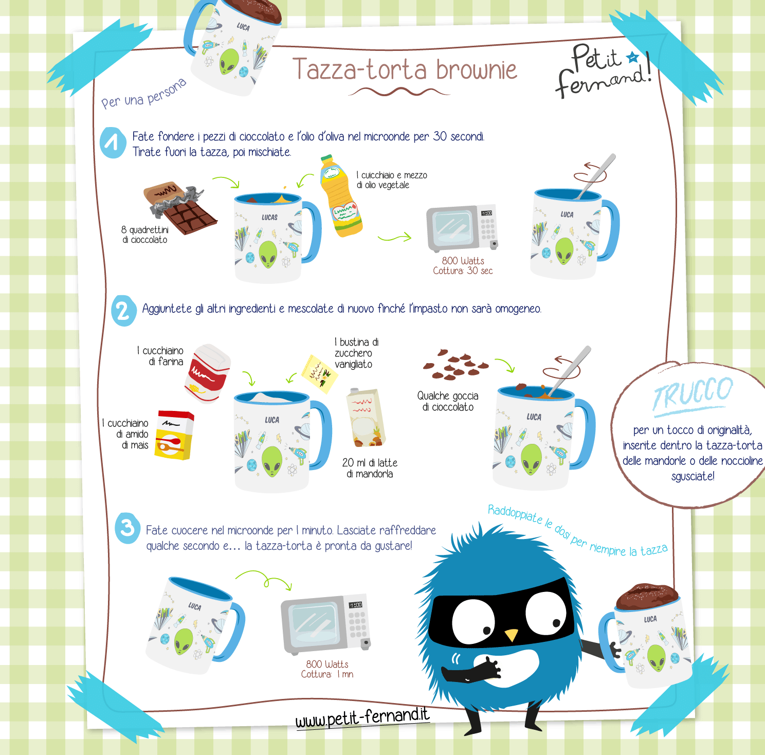 Scoprite la ricetta della tazza-torta gusto brownie