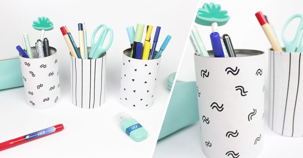 Portapenne con stampe grafiche