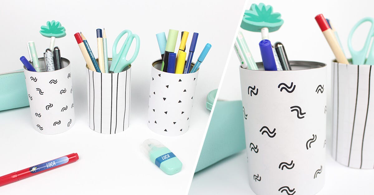 Portapenne con stampe grafiche